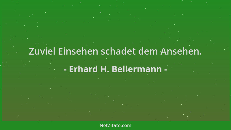 Erhard H. Bellermann - Zuviel Einsehen schadet dem Ansehen....