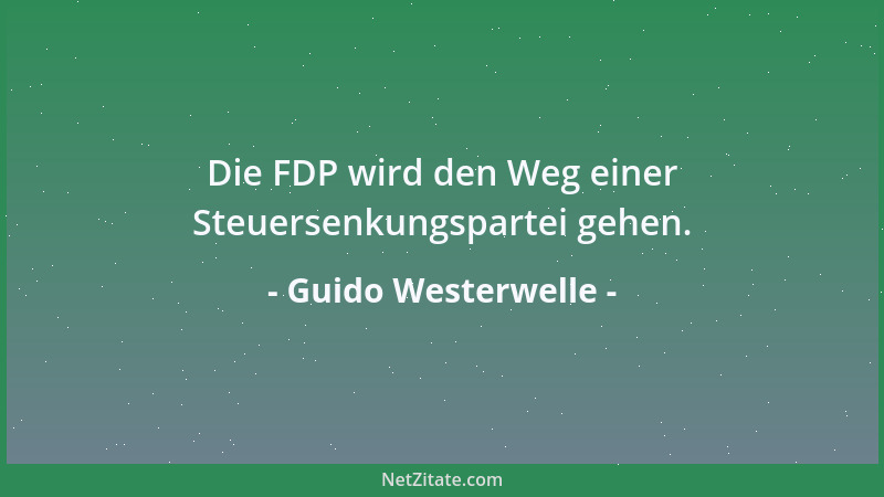 Guido Westerwelle - Die FDP wird den Weg einer Steuersenkungspartei gehen....