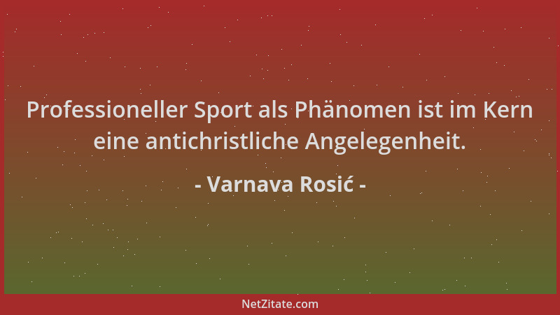 Varnava Rosić - Professioneller Sport als Phänomen ist im Kern eine antichristliche Angelegenheit....