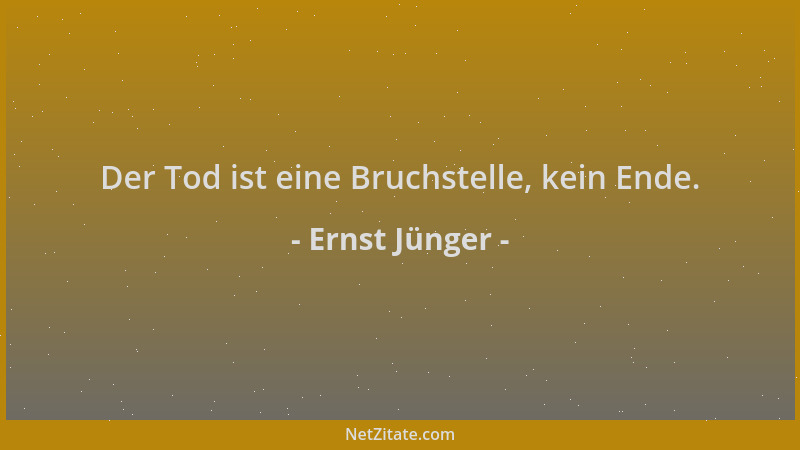 Ernst Jünger - Der Tod ist eine Bruchstelle, kein Ende....