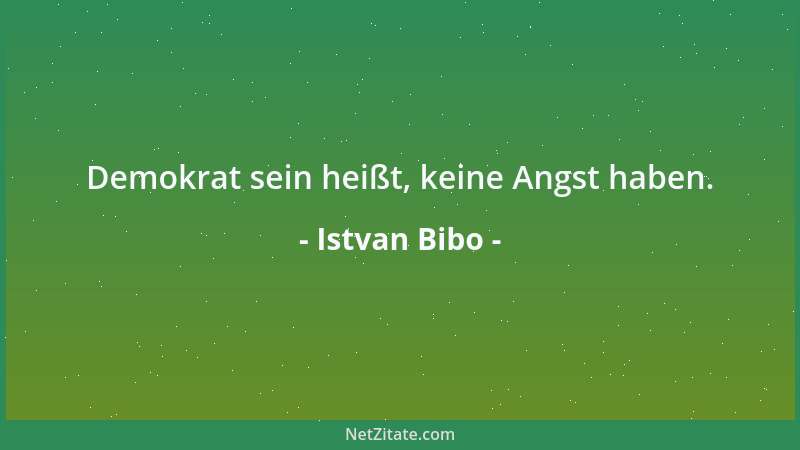 Istvan Bibo - Demokrat sein heißt, keine Angst haben....