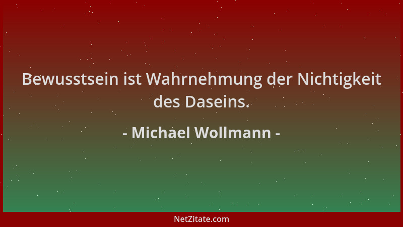 Michael Wollmann - Bewusstsein ist Wahrnehmung der Nichtigkeit des Daseins....