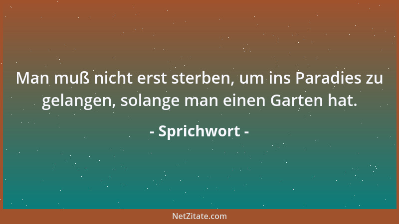 Sprichwort - Heute Mensch, morgen schwarze Erde....