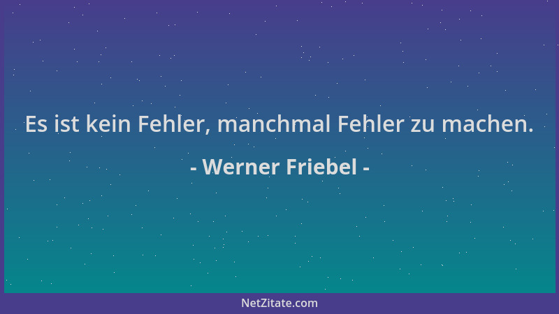 Werner Friebel - Es ist kein Fehler, manchmal Fehler zu machen....