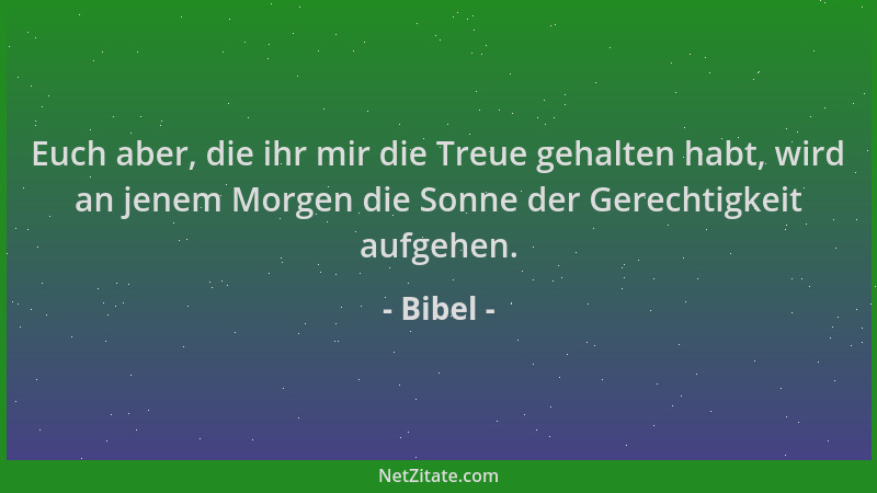 Bibel - Euch aber, die ihr mir die Treue gehalten habt, wird an jenem Morgen die Sonne der Gerechtigkeit aufgehen....