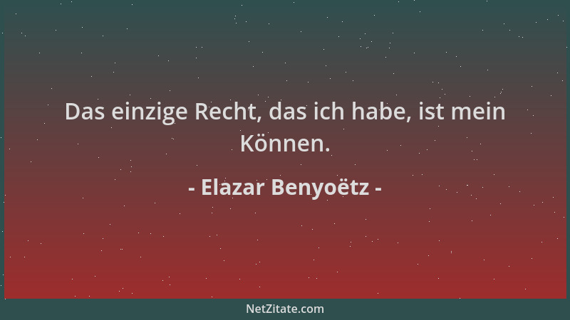 Elazar Benyoëtz - Das einzige Recht, das ich habe, ist mein Können....