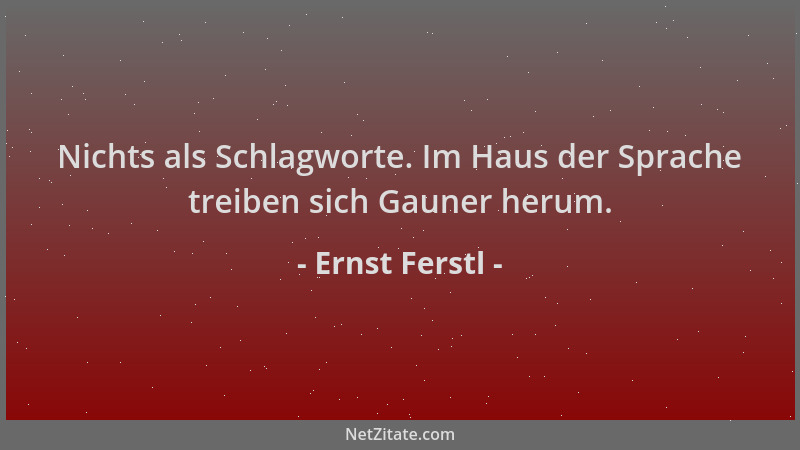 Ernst Ferstl - Nichts als Schlagworte. Im Haus der Sprache treiben sich Gauner herum....
