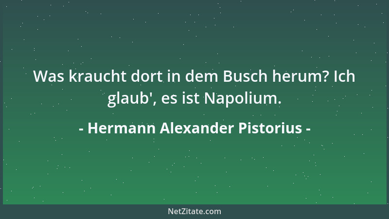 Hermann Alexander Pistorius - Was kraucht dort in dem Busch herum? Ich glaub ', es ist Napolium....