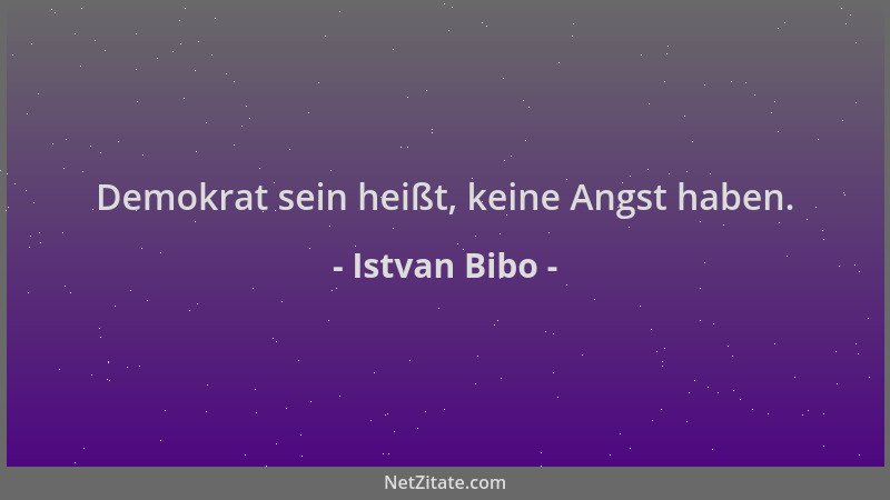 Istvan Bibo - Demokrat sein heißt, keine Angst haben....