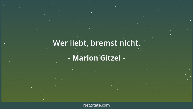 Marion Gitzel - Wer liebt, bremst nicht....