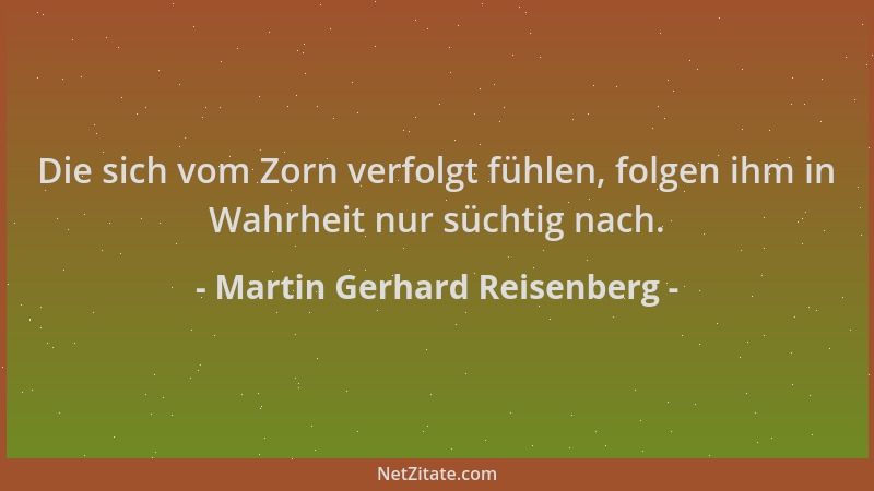 Martin Gerhard Reisenberg - Die sich vom Zorn verfolgt fühlen, folgen ihm in Wahrheit nur süchtig nach....