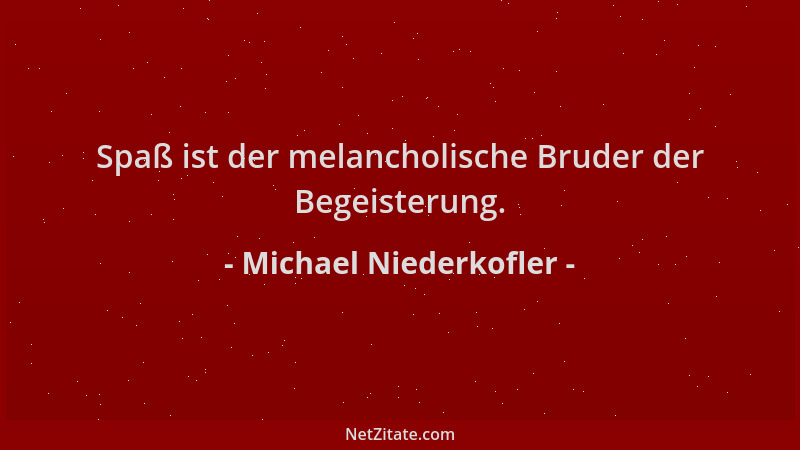 Michael Niederkofler - Spaß ist der melancholische Bruder der Begeisterung....