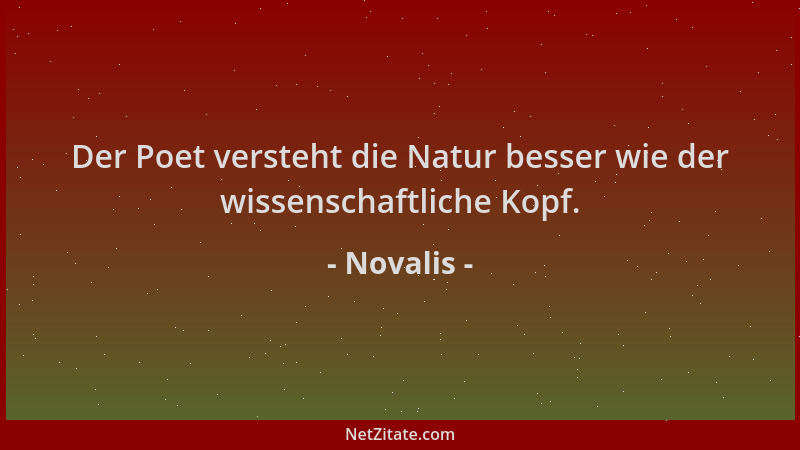 Novalis - Der Poet versteht die Natur besser wie der wissenschaftliche Kopf....
