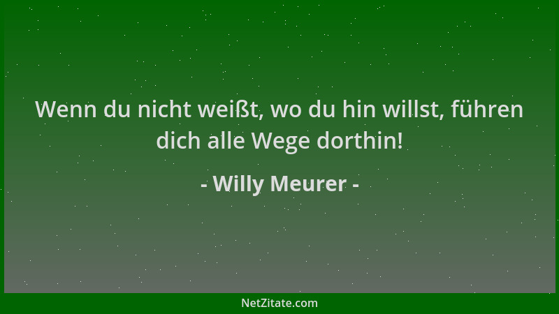 Willy Meurer - Wenn du nicht weißt, wo du hin willst, führen dich alle Wege dorthin!...