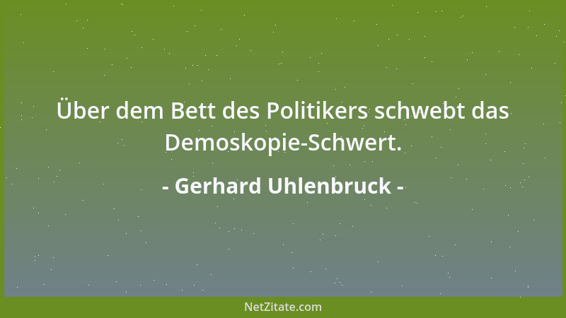 Gerhard Uhlenbruck - Über dem Bett des Politikers schwebt das Demoskopie-Schwert....