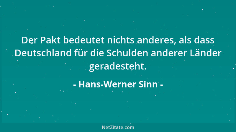 Hans-Werner Sinn - Der Pakt bedeutet nichts anderes, als dass Deutschland für die Schulden anderer Länder geradesteht....