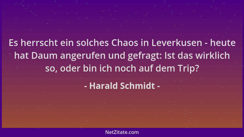 Harald Schmidt - Es herrscht ein solches Chaos in Leverkusen - heute hat Daum angerufen und gefragt: Ist das wirklich so, o...