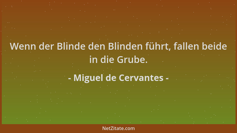 Miguel de Cervantes - Wenn der Blinde den Blinden führt, fallen beide in die Grube....