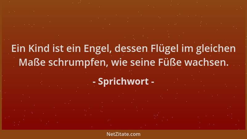 Sprichwort - Ein Kind ist ein Engel, dessen Flügel im gleichen Maße schrumpfen, wie seine Füße wachsen....