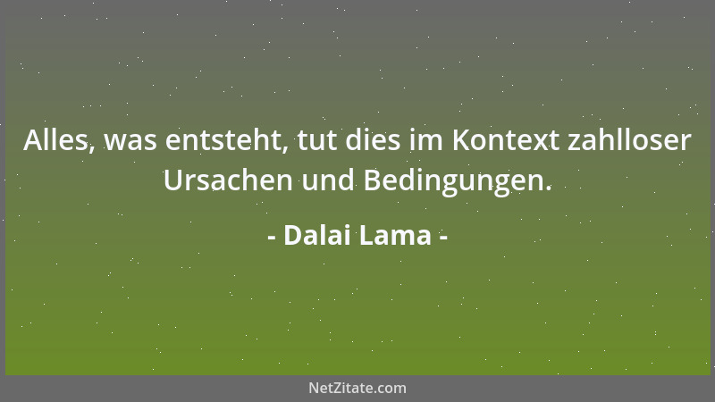 Dalai Lama - Alles, was entsteht, tut dies im Kontext zahlloser Ursachen und Bedingungen....