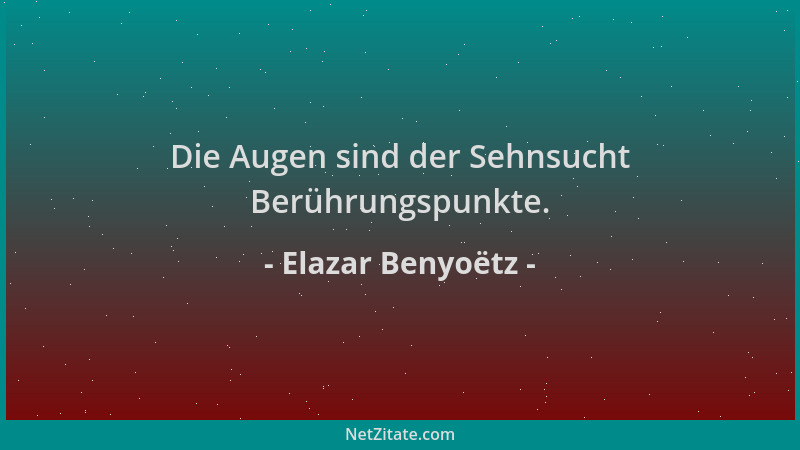 Elazar Benyoëtz - Die Augen sind der Sehnsucht Berührungspunkte....