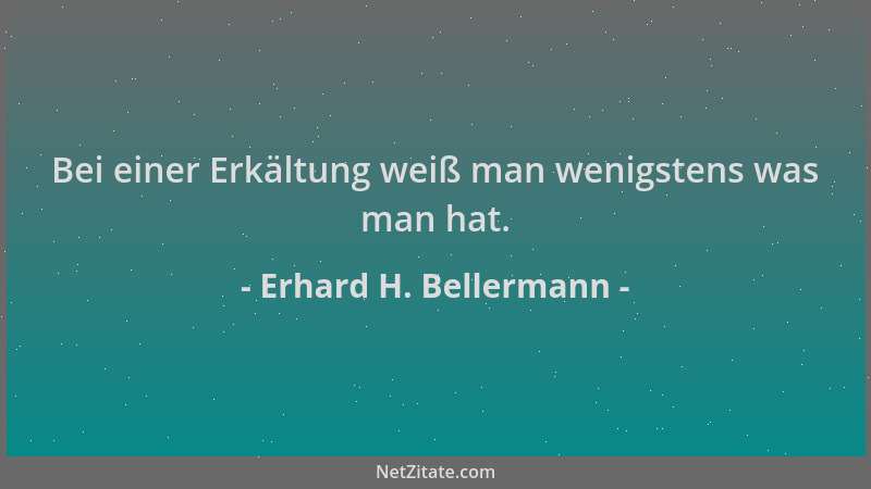 Erhard H. Bellermann - Bei einer Erkältung weiß man wenigstens was man hat....