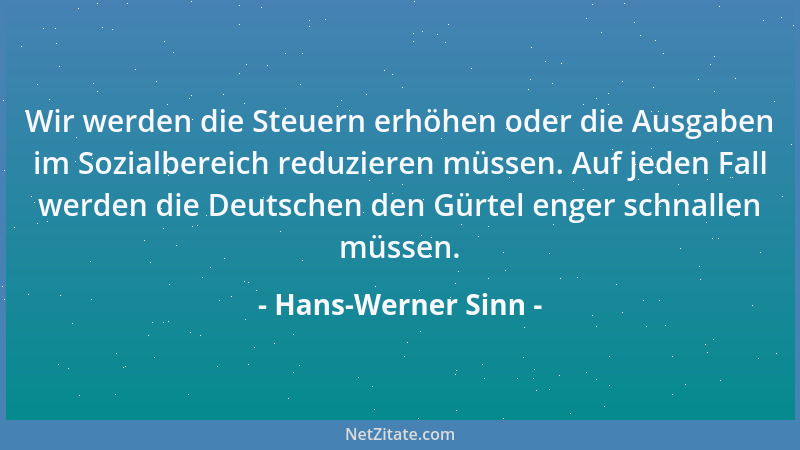 Hans-Werner Sinn - Wir werden die Steuern erhöhen oder die Ausgaben im Sozialbereich reduzieren müssen. Auf jeden Fall werd...