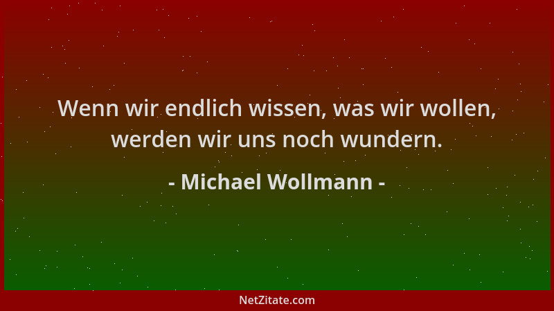 Michael Wollmann - Wenn wir endlich wissen, was wir wollen, werden wir uns noch wundern....