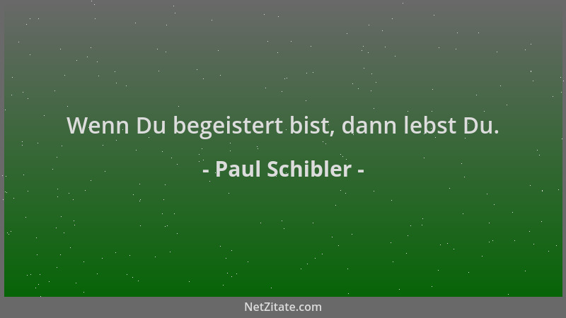 Paul Schibler - Wenn Du begeistert bist, dann lebst Du....