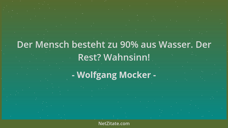 Wolfgang Mocker - Der Mensch besteht zu 90% aus Wasser. Der Rest? Wahnsinn!...