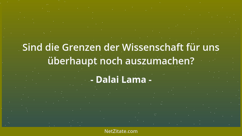 Dalai Lama - Sind die Grenzen der Wissenschaft für uns überhaupt noch auszumachen?...