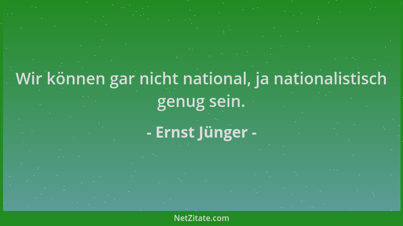 Ernst Jünger - Wir können gar nicht national, ja nationalistisch genug sein....