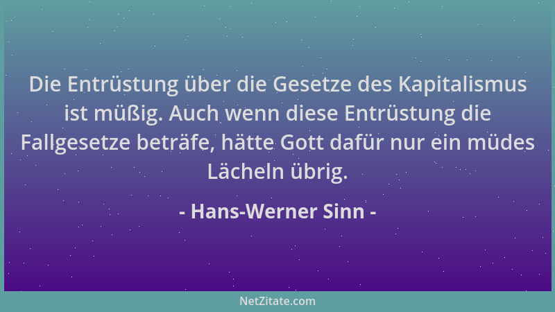 Hans-Werner Sinn - Die Entrüstung über die Gesetze des Kapitalismus ist müßig. Auch wenn diese Entrüstung die Fallgesetze b...