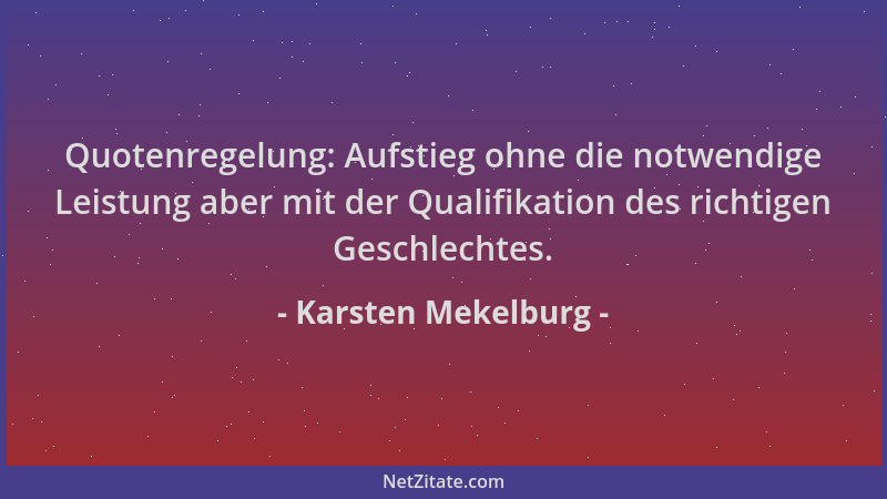 Karsten Mekelburg - Quotenregelung: Aufstieg ohne die notwendige Leistung aber mit der Qualifikation des richtigen Geschlec...