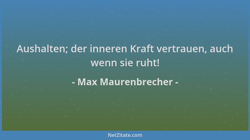Max Maurenbrecher - Aushalten; der inneren Kraft vertrauen, auch wenn sie ruht!...