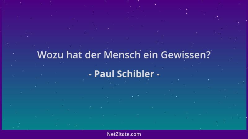 Paul Schibler - Wozu hat der Mensch ein Gewissen?...