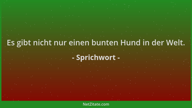 Sprichwort - Es gibt nicht nur einen bunten Hund in der Welt....