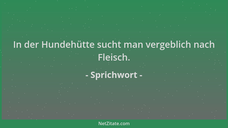 Sprichwort - In der Hundehütte sucht man vergeblich nach Fleisch....