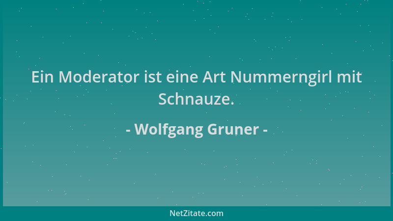 Wolfgang Gruner - Ein Moderator ist eine Art Nummerngirl mit Schnauze....