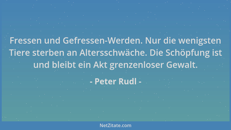 Peter Rudl - Fressen und Gefressen-Werden. Nur die wenigsten Tiere sterben an Altersschwäche. Die Schöpfung ist und bleibt...