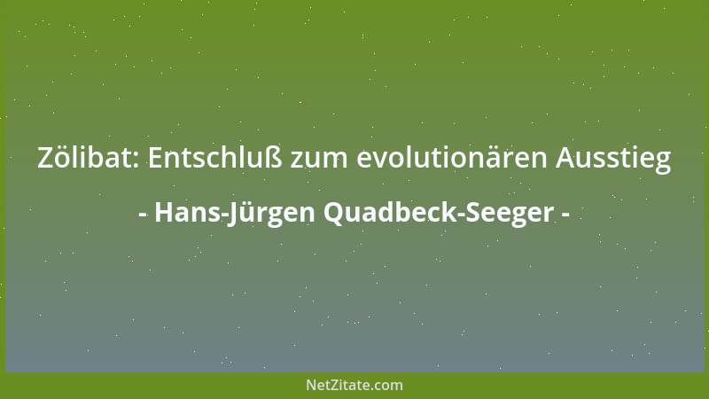 Hans-Jürgen Quadbeck-Seeger - Zölibat: Entschluß zum evolutionären Ausstieg...