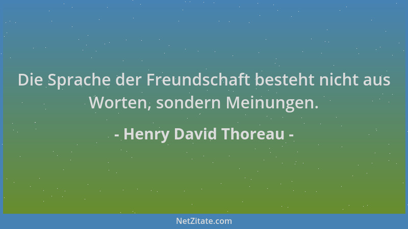 Henry David Thoreau - Die Sprache der Freundschaft besteht nicht aus Worten, sondern Meinungen....