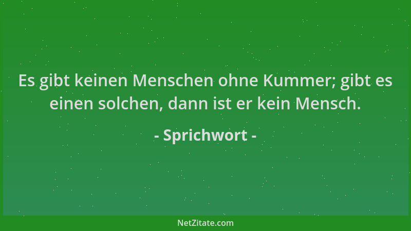 Sprichwort - Es gibt keinen Menschen ohne Kummer; gibt es einen solchen, dann ist er kein Mensch....