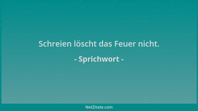 Sprichwort - Schreien löscht das Feuer nicht....