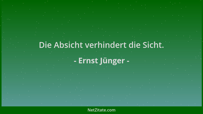 Ernst Jünger - Die Absicht verhindert die Sicht....