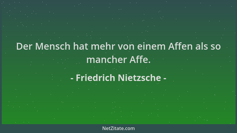 Friedrich Nietzsche - Der Mensch hat mehr von einem Affen als so mancher Affe....