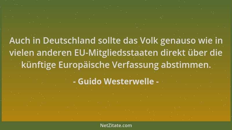 Guido Westerwelle - Auch in Deutschland sollte das Volk genauso wie in vielen anderen EU-Mitgliedsstaaten direkt über die k...