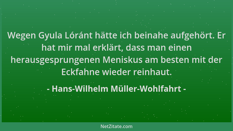 Hans-Wilhelm Müller-Wohlfahrt - Wegen Gyula Lóránt hätte ich beinahe aufgehört. Er hat mir mal erklärt, dass man einen hera...