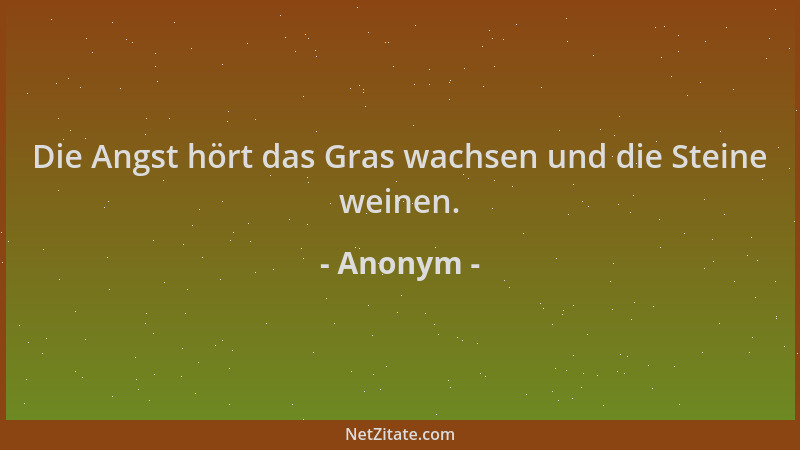 Anonym - Die Angst hört das Gras wachsen und die Steine weinen....
