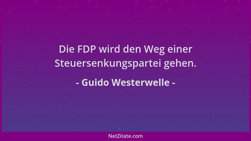 Guido Westerwelle - Die FDP wird den Weg einer Steuersenkungspartei gehen....